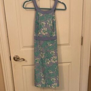 Lilly Pulitzer Lavender Halter Dress with Teal Floral Print Sz 2/4